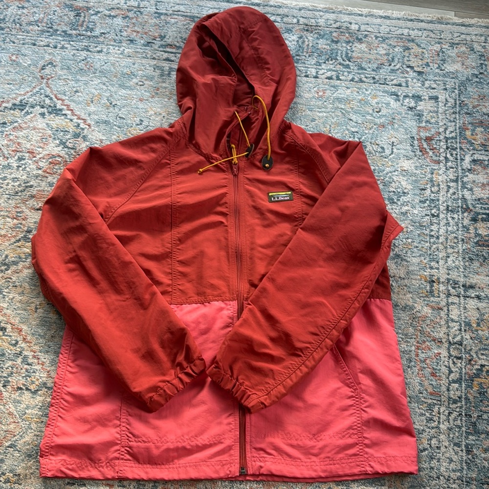 ll bean women's mountain classic jacket full zip red/pink
